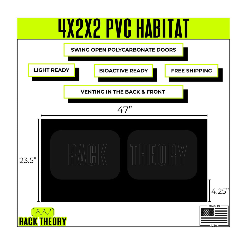 4x2x2 PVC Reptile Habitat with Swing-Open Doors | Rack Theory
