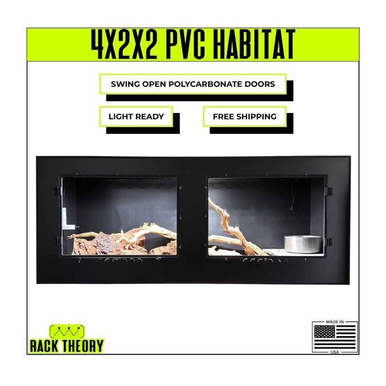 4x2x2 PVC Reptile Habitat with Swing-Open Doors | Rack Theory