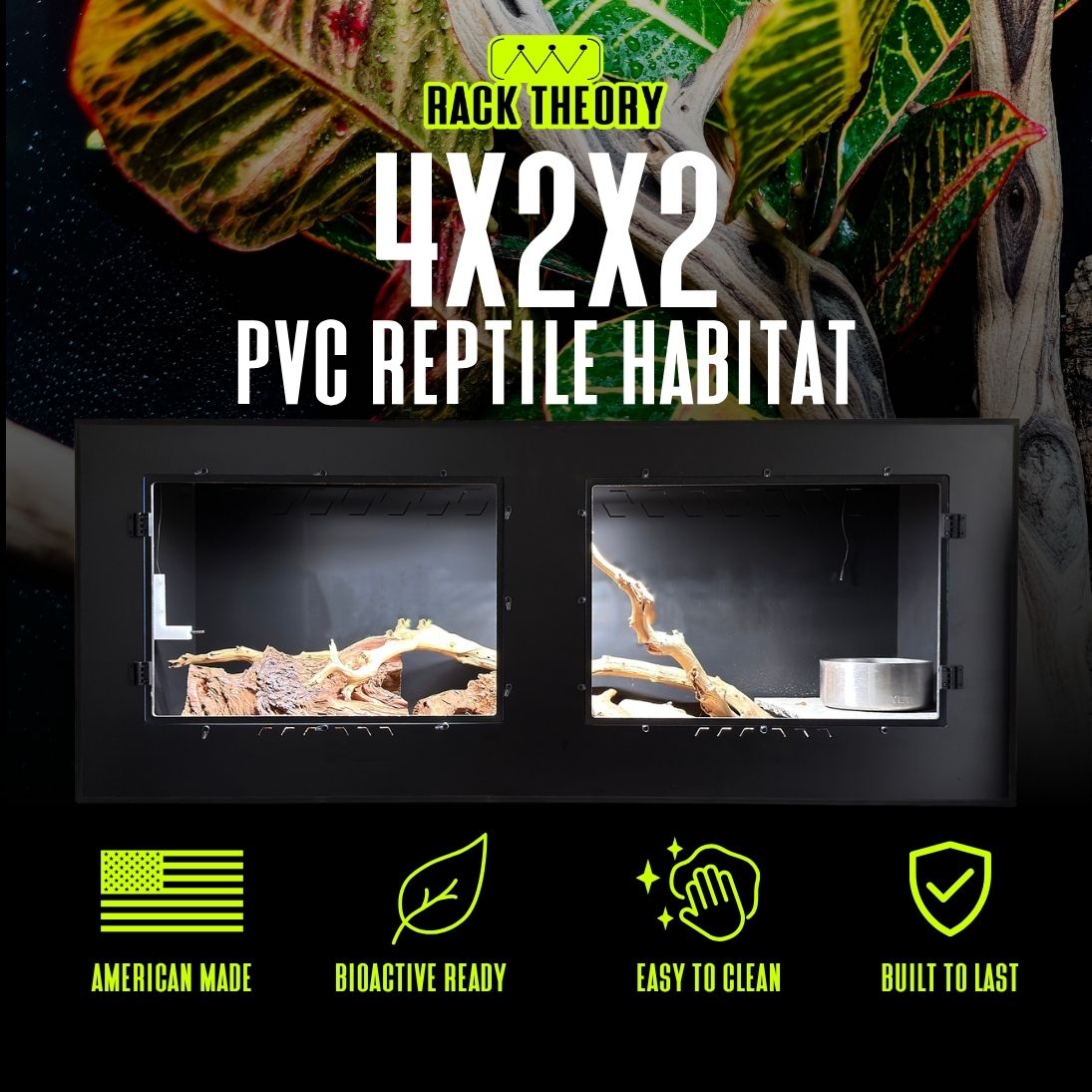 4x2x2 PVC Reptile Habitat with Swing-Open Doors | Rack Theory
