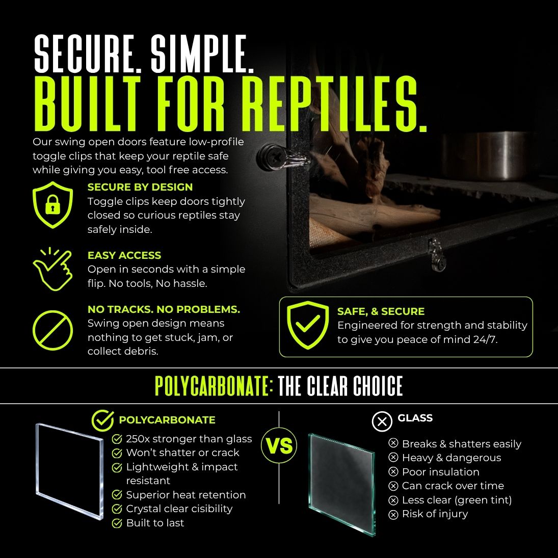 4x2x2 PVC Reptile Habitat with Swing-Open Doors | Rack Theory
